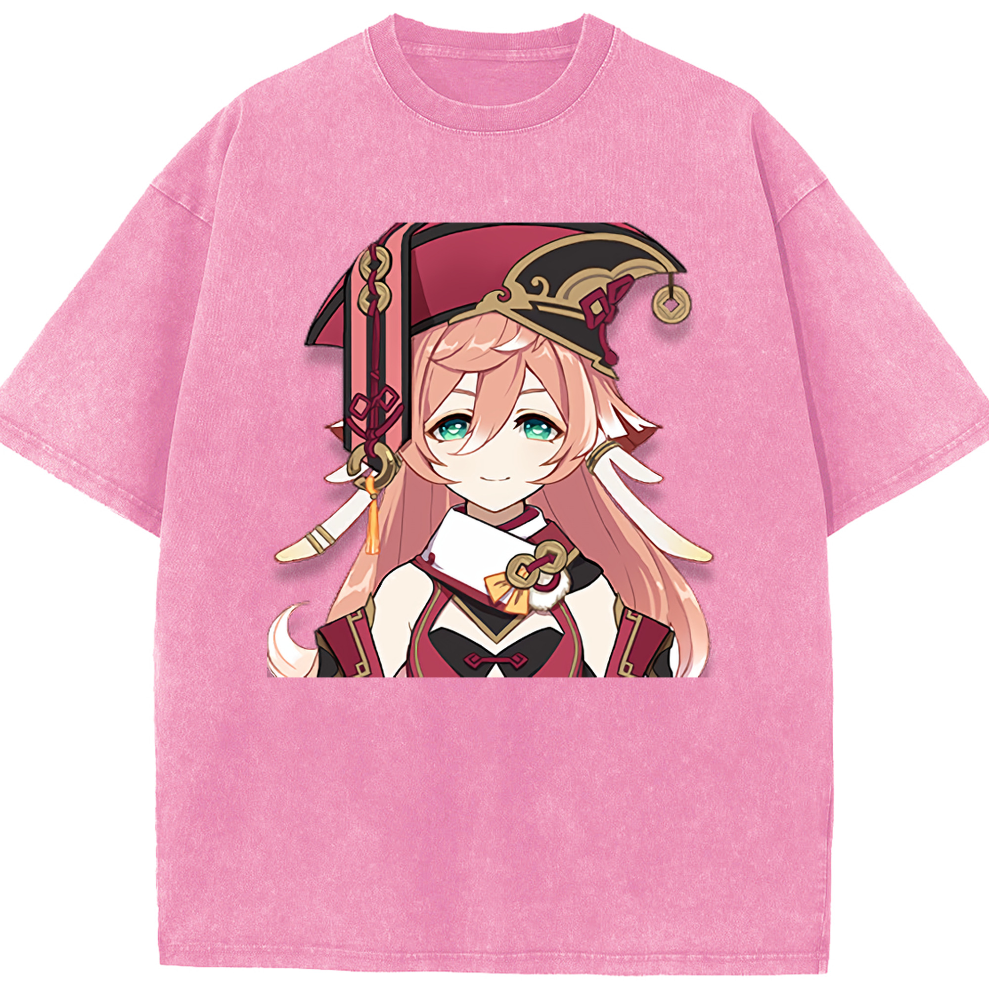 げんし神 ヤンフェイ genshin Yanfei 綿100% ヴィンテージ風 半袖Tシャツ（フロントプリント）